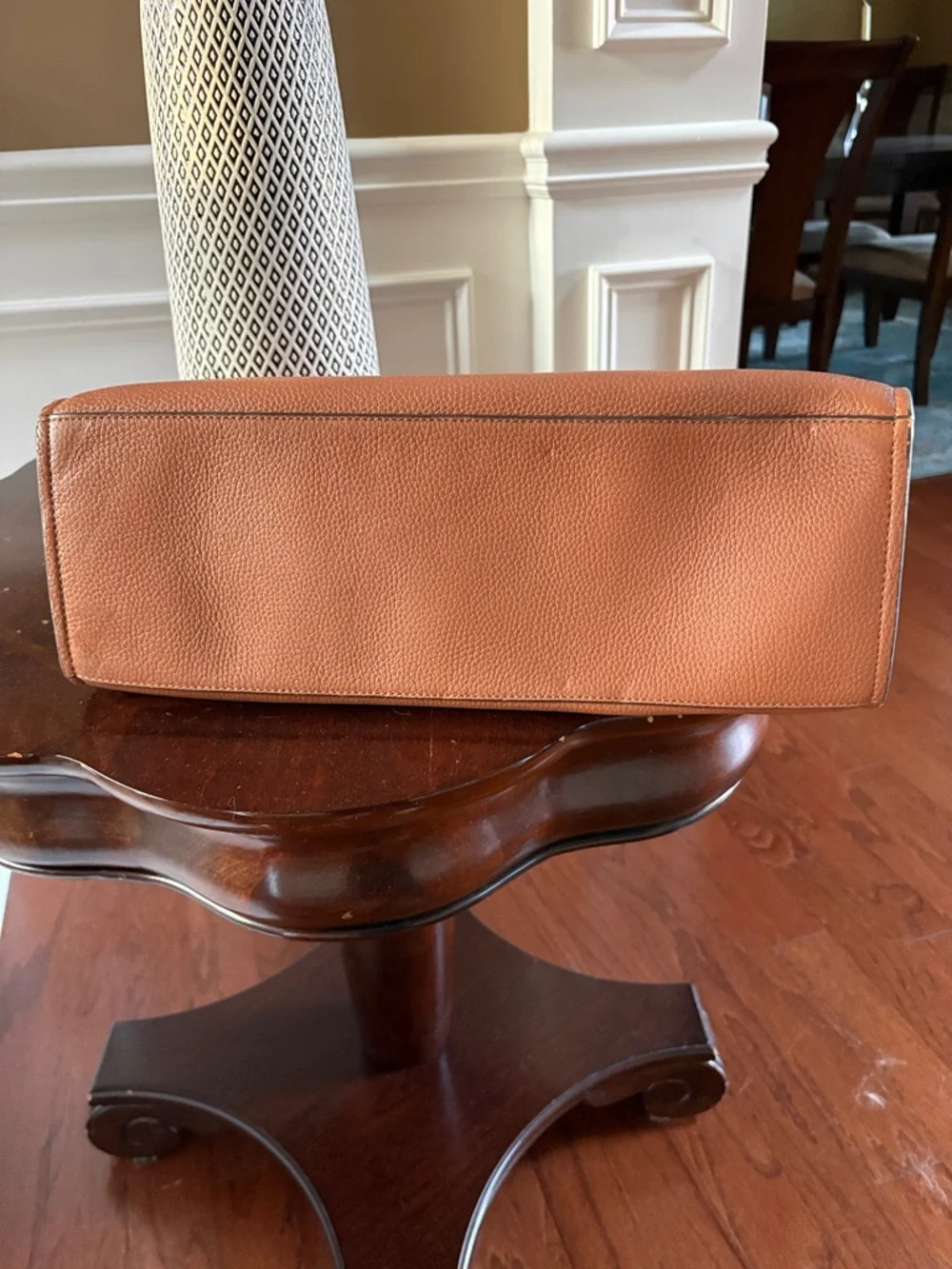 Tory Burch Chestnut Brown Pebbled Leather Tote with Tassel - Picture 7 of 10